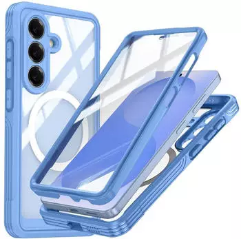 Wigento Magnetische Full Cover Handyhülle für Samsung Galaxy S26 FE, blau, MagSafe (71837-0)