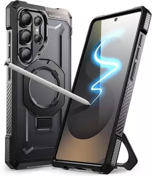 Supcase Handyh&uuml;lle Samsung Galaxy S25 Ultra, Ringst&auml;nder, MagSafe, schwarz