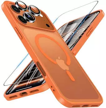 LuxusKollektion Handyh&uuml;lle iPhone 17 Pro MagSafe mit Panzerglas Orange