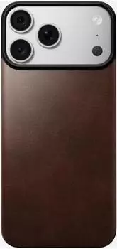 Nomad Goods Magnetic Leather Back MagSafe, rustikales Braun, iPhone 17/18 Pro Max (Horween)