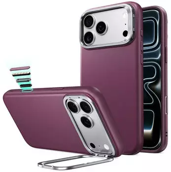 ESR Atelier Kickstand Hülle für iPhone 18 Pro / 17 Pro, MagSafe, burgunderrot
