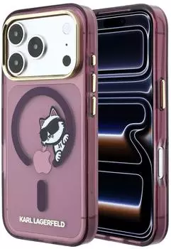 Karl Lagerfeld Case Peekaboo Logo MagSafe für iPhone 18 Pro / 17 Pro Burgunderrot Rosa