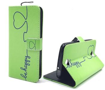 König-Shop Handyhülle Tasche für Handy Huawei P8 Lite Be Happy Grün