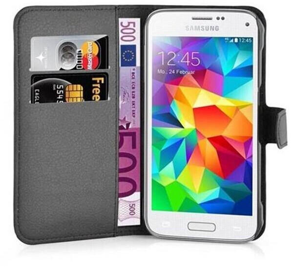 Cadorabo Hülle für Samsung Galaxy S5 ACTIVE in PHANTOM SCHWARZ Handyhülle mit Magnetverschluss, Standfunktion und Kartenfach