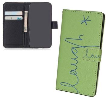 König-Shop Handyhülle Tasche für Handy Huawei P8 Lite Schriftzug Lachen Grün