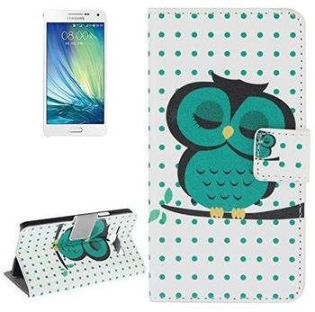 König-Shop Schutzhülle Handytasche (Flip Quer) für Handy Samsung Galaxy A5 A500F Dicke Eule auf Ast