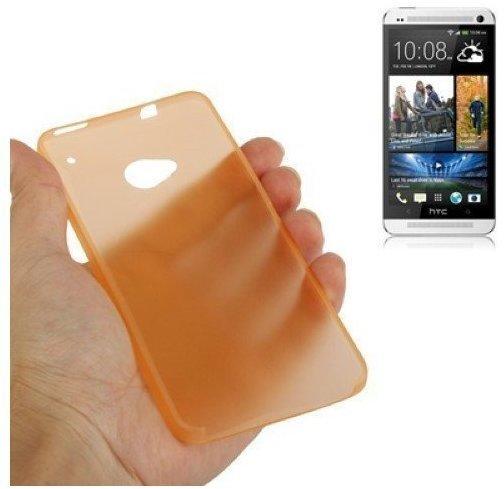 König-Shop Schutzhülle Case Ultra Dünn 0,3mm für Handy HTC One M7 Orange Transparent