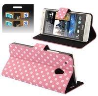 König-Shop Schutzhülle Handytasche (Flip Quer) für Handy HTC One mini M4 RosaWeiß