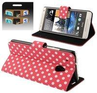 König-Shop Schutzhülle Handytasche (Flip Quer) für Handy HTC One mini M4 PinkWeiß