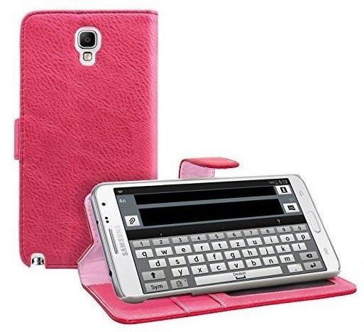 eFabrik Hülle für Samsung Galaxy Note 3 Neo SM-N750SM-7505 Tasche Case Cover Etui Wallet Schutzhülle Schutztasche Note III Neo Handy Zubehör Leder-Optik pink