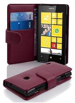Cadorabo Hülle für Nokia Lumia 520 in BORDEAUX LILA Handyhülle aus strukturiertem Kunstleder mit Standfunktion und Kartenfach