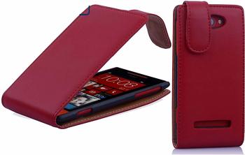 Cadorabo Hülle für HTC 8S in CHILI ROT Handyhülle im Flip Design aus glattem Kunstleder