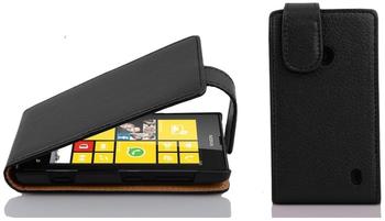 Cadorabo Hülle für Nokia Lumia 520 in OXID SCHWARZ - Handyhülle im Flip Design aus strukturiertem Kunstleder -