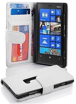 Cadorabo Hülle für Nokia Lumia 920 in MAGNESIUM WEIß - Handyhülle mit Magnetverschluss und 3 Kartenfächern -