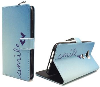 König-Shop Handyhülle Tasche für Handy Huawei G8 Schriftzug Smile Blau