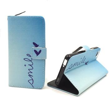 König-Shop Handyhülle Tasche für Handy ZTE Nubia Z9 Mini Schriftzug Smile Blau