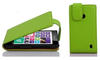 Cadorabo Hülle für Nokia Lumia 630 / 635 in APFEL GRÜN Handyhülle im Flip Design aus strukturiertem Kunstleder