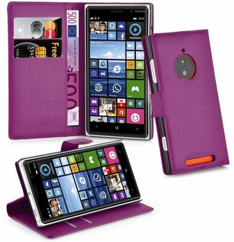 Cadorabo Hülle für Nokia Lumia 830 in MANGAN VIOLETT Handyhülle mit Magnetverschluss, Standfunktion und Kartenfach