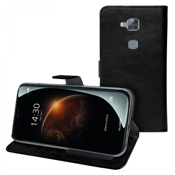 eFabrik Cover für Huawei G8 Tasche Hülle Handy Zubehör m. Aufsteller Innenfächer Kunstleder Schwarz