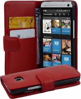 Cadorabo Flip Case für HTC ONE M7 in CHILI ROT