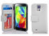Cadorabo Hülle für Samsung Galaxy S5 / S5 NEO in MAGNESIUM WEIß Handyhülle mit Magnetverschluss und 3 Kartenfächern