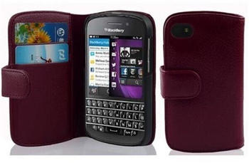 Cadorabo Hülle für Blackberry Q10 in BORDEAUX LILA Handyhülle aus strukturiertem Kunstleder mit Standfunktion und Kartenfach