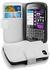Cadorabo Hülle für Blackberry Q10 in MAGNESIUM WEIß Handyhülle aus strukturiertem Kunstleder mit Standfunktion und Kartenfach