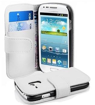 Cadorabo Hülle für Samsung Galaxy S3 MINI in MAGNESIUM WEIß - Handyhülle aus strukturiertem Kunstleder mit Standfunktion und Kartenfach
