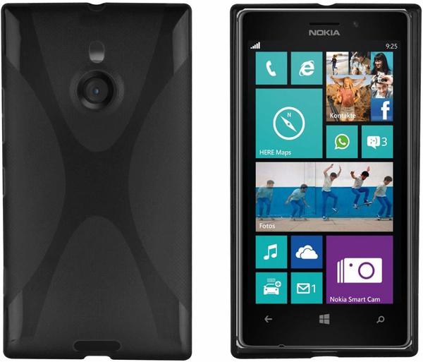 cadorabo ! - Silikon TPU Schutzhülle im X-Line Design für Nokia Lumia 925 in OXID-SCHWARZ