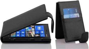 Cadorabo Hülle für Nokia Lumia 920 in OXID SCHWARZ - Handyhülle im Flip Design aus strukturiertem Kunstleder -