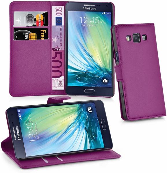 Cadorabo Hülle für Samsung Galaxy A3 2015 in MANGAN VIOLETT Handyhülle mit Magnetverschluss, Standfunktion und Kartenfach