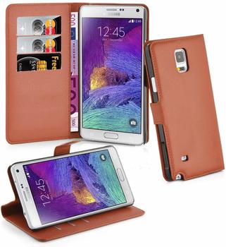Cadorabo Hülle für Samsung Galaxy NOTE 4 in SCHOKO BRAUN Handyhülle mit Magnetverschluss, Standfunktion und Kartenfach