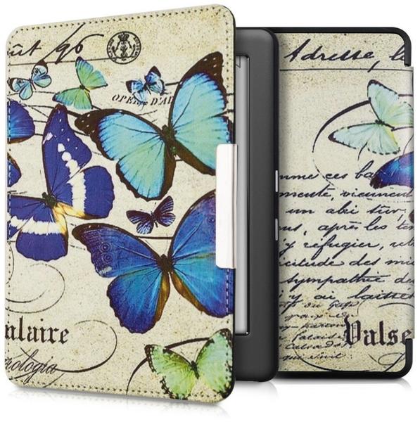 kwmobile Kunstleder eReader Schutzhülle Cover Case für Kobo Glo HD / Touch 2.0 - Schmetterlinge Vintage Design Blau Mintgrün Beige