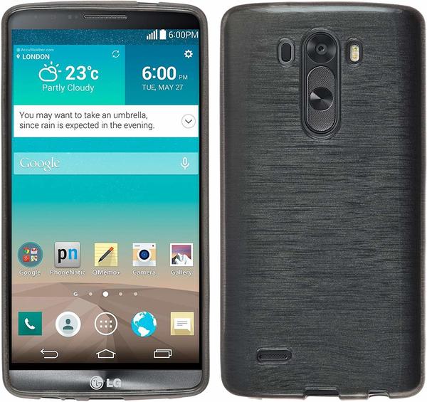 PhoneNatic Silikon Schutzhülle für LG G3 brushed silber