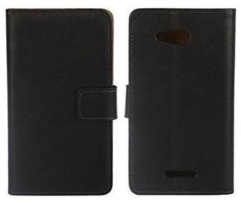 König-Shop Schutzhülle Handytasche (Flip Quer) Wallet für Handy Sony Xperia E4G Schwarz