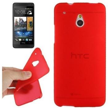 König-Shop Schutzhülle TPU Case für Handy HTC One mini M4 Rot Transparent