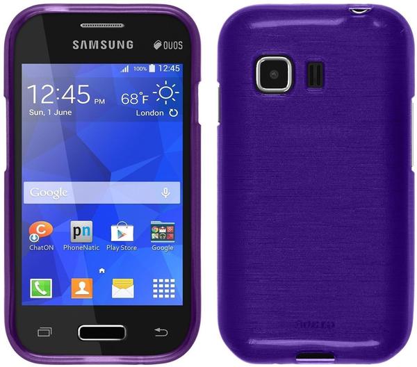 PhoneNatic Samsung Galaxy Young 2 Hülle Silikon lila brushed Case Galaxy Young 2 Tasche + 2 Schutzfolien