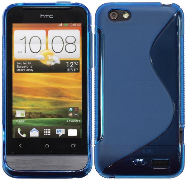 PhoneNatic HTC One V Hülle Silikon blau S-Style Case One V Tasche + 2 Schutzfolien