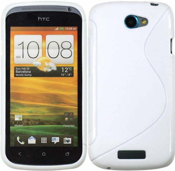 PhoneNatic HTC One S Hülle Silikon weiß S-Style Case One S Tasche + 2 Schutzfolien