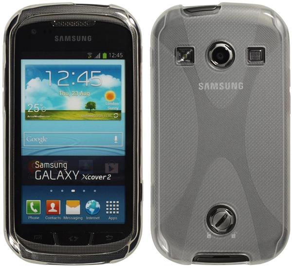 PhoneNatic Samsung Galaxy Xcover 2 Hülle Silikon clear X-Style Case Galaxy Xcover 2 Tasche + 2 Schutzfolien