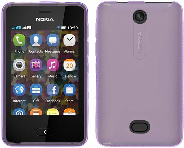 PhoneNatic Nokia Asha 501 Hülle Silikon lila X-Style Case Asha 501 Tasche + 2 Schutzfolien