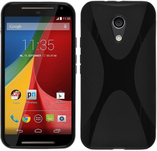 PhoneNatic Silikon Schutzhülle für Motorola Moto G 2014 2. Generation X-Style schwarz