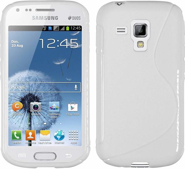 PhoneNatic Samsung Galaxy S Duos Hülle Silikon weiß S-Style Case Galaxy S Duos Tasche + 2 Schutzfolien