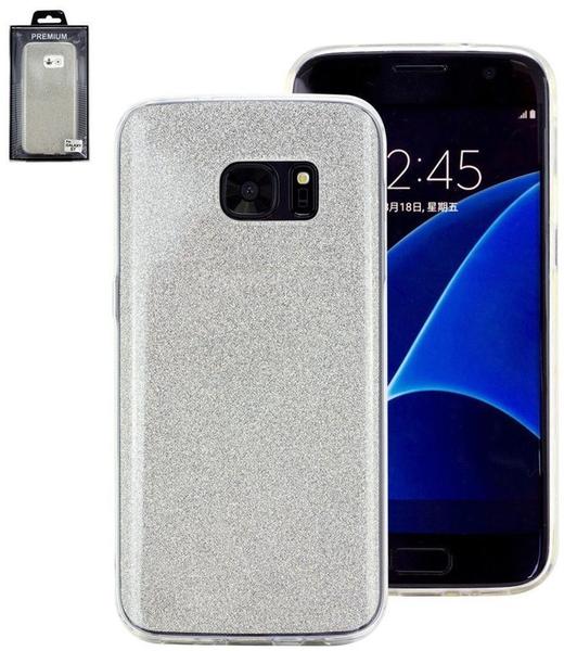 PERLECOM Backcover Passend für: Samsung Galaxy S7 Silber, Glitzereffekt