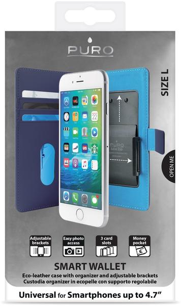 Puro Slide Universal Slim Wallet 360°Cases Blue L