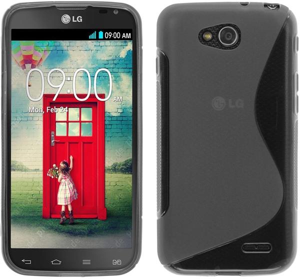 PhoneNatic LG L90 Dual Hülle Silikon grau S-Style Case L90 Dual Tasche + 2 Schutzfolien