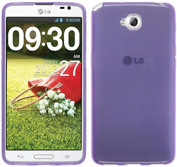 PhoneNatic LG G Pro Lite Hülle Silikon lila transparent Case G Pro Lite Tasche + 2 Schutzfolien