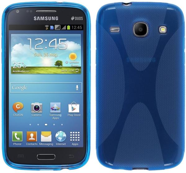 PhoneNatic Samsung Galaxy Core Hülle Silikon blau X-Style Case Galaxy Core Tasche + 2 Schutzfolien
