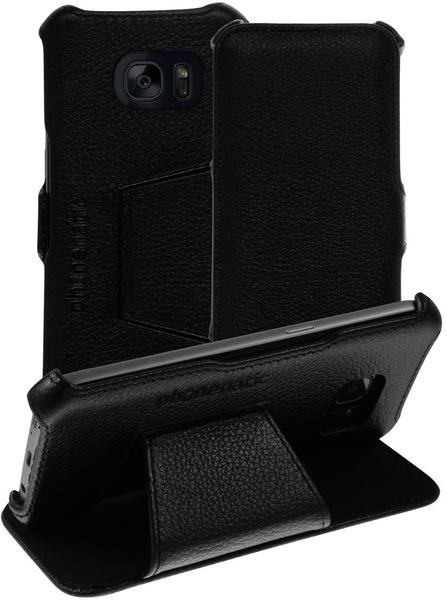 PhoneNatic Echt-Lederhülle für Samsung Galaxy S7 Leder-Case schwarz Tasche Galaxy S7 Hülle + Glasfolie