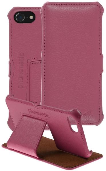 PhoneNatic Echt-Lederhülle für Apple iPhone 7 Leder-Case pink Tasche iPhone 7 Hülle + Glasfolie